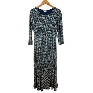 Boden Rainbow Midi Dress Size 6 Jersey Knit Phillipa Navy Blue Pink Multi